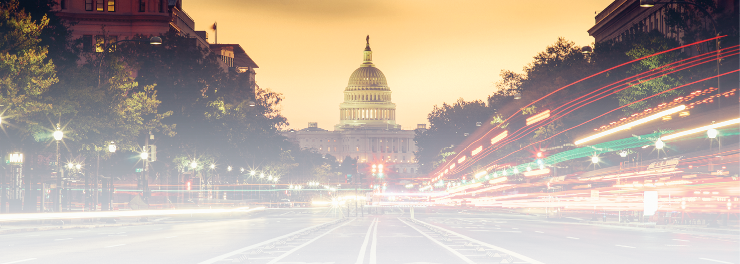 Looking along Pennsylvania Avenue towards the Capitol Building.